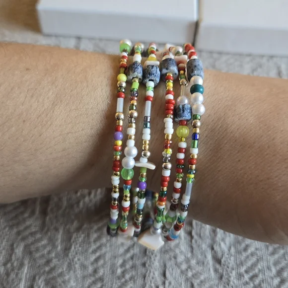 Beaded Bracelets Handmade Unique Set of Two - Picture 5 of 7